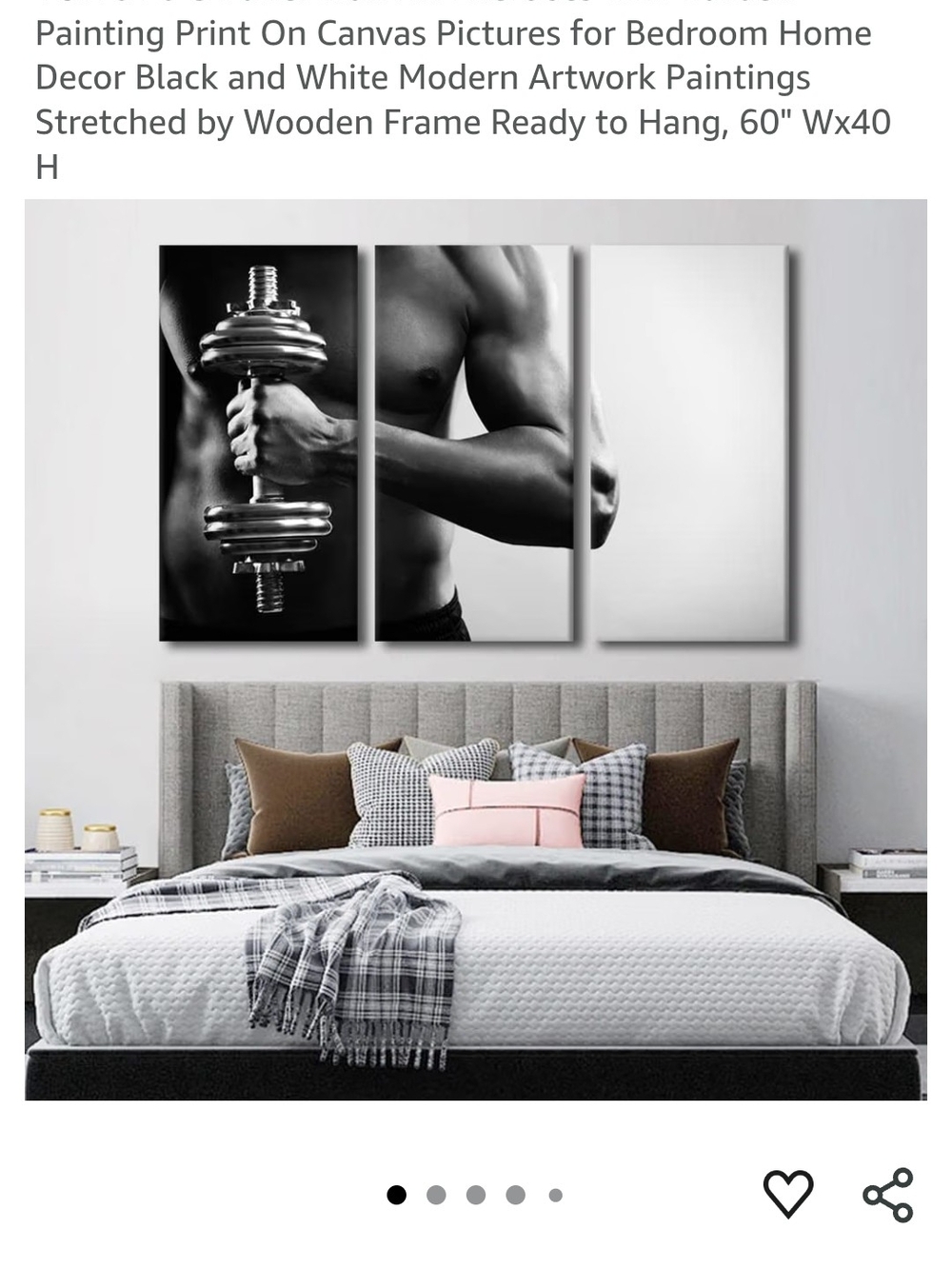 Black and White Three-Panel Fitness Canvas Wall Art